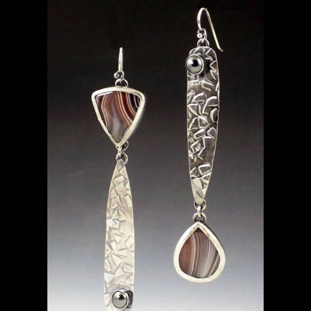 Textured metal drop earrings